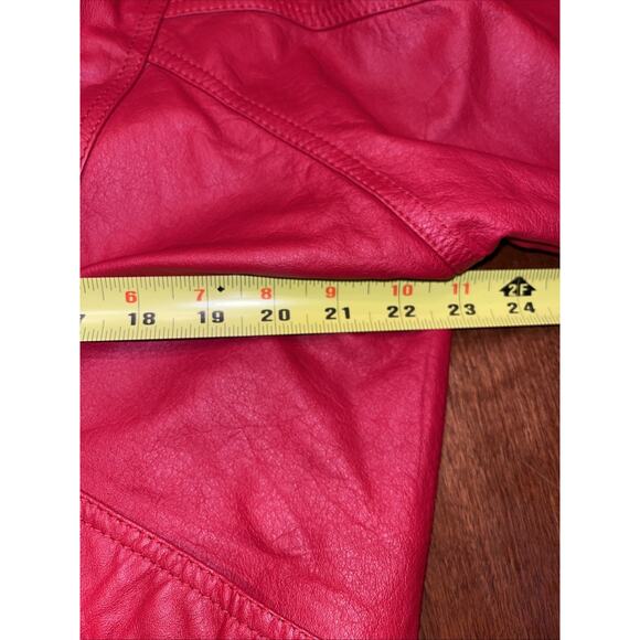 Vintage 80’s Red Leather Women’s Jacket Cropped Small - Picture 5 of 6